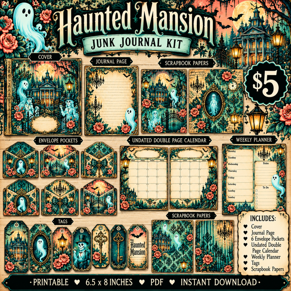 👻 Haunted Mansion Junk Journal Kit | Vintage Gothic Printable – The ...